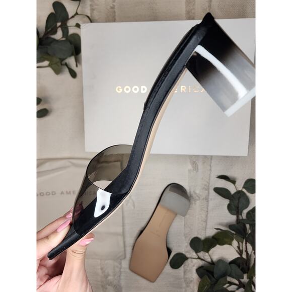 Good American Block Heel Slide Sandal in Black - Picture 7 of 8